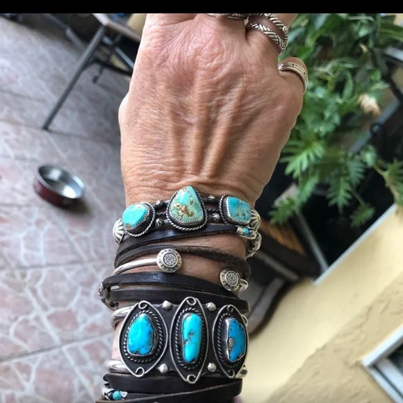Very old SS/Turquoise NAVAJO CUFF - Picture 6 of 11